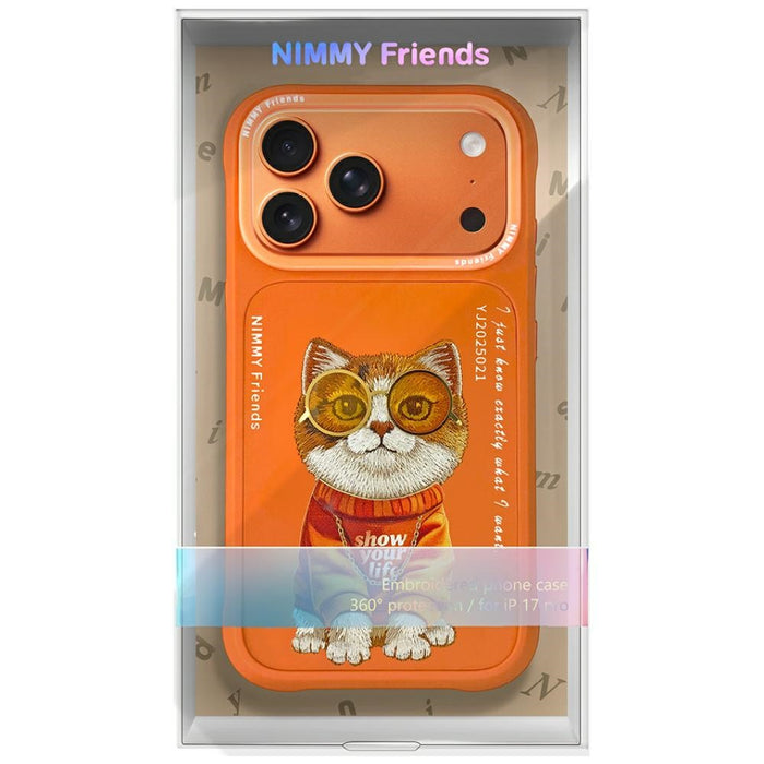 Nimmy Glasses Cool Cat Case for iPhone 17 Pro Max - Orange
