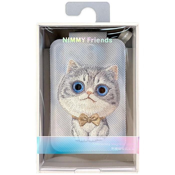 Nimmy New Big-Eye Cute Pets 2.0 Cat Magnetic Wallet with Phone Stand - Gray