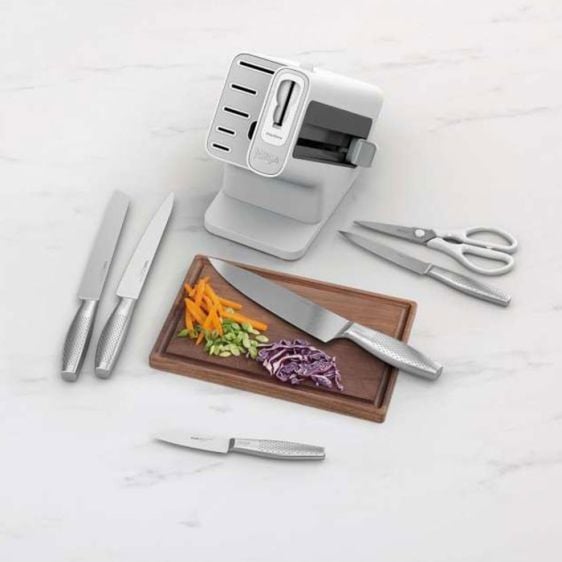 Kitchen knife set NINJA StaySharp K62006EUWH stainless steel 6 pcs, built-in sharpener white block