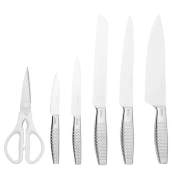 Kitchen knife set NINJA StaySharp K62006EUWH stainless steel 6 pcs, built-in sharpener white block