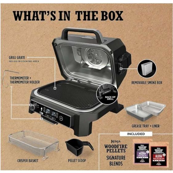 Grill NINJA OG850 Pro XL, 4-in-1, Grill, BBQ smoke, Air Fry, & Bake