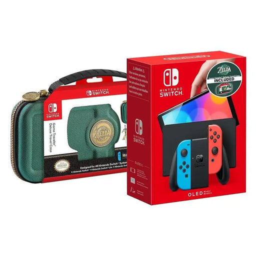 Nintendo Switch OLED console (Red/Blue) + Zelda Travel Case - Игрови конзоли<<<Конзоли и аксесоари<<<ТВ Аудио