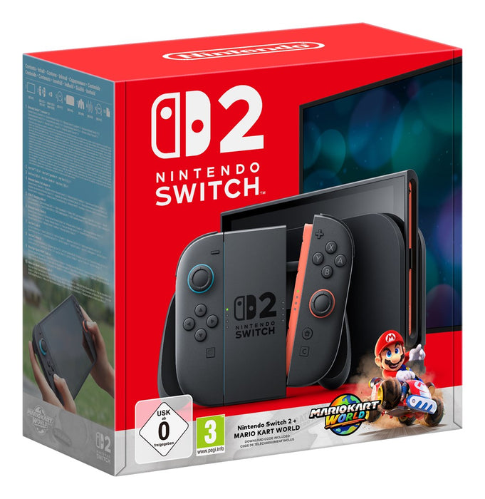 Nintendo Switch 2 Console Set with Joy-Con + Mario Kart World, Black EU - ONLY BOX DAMAGE