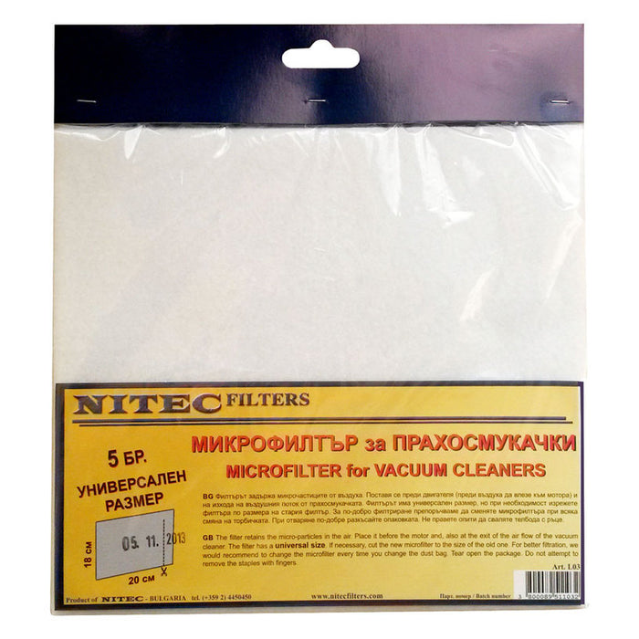 MICROFILTER FOR VACUUM CLEANER NITEC L03 5 PCS