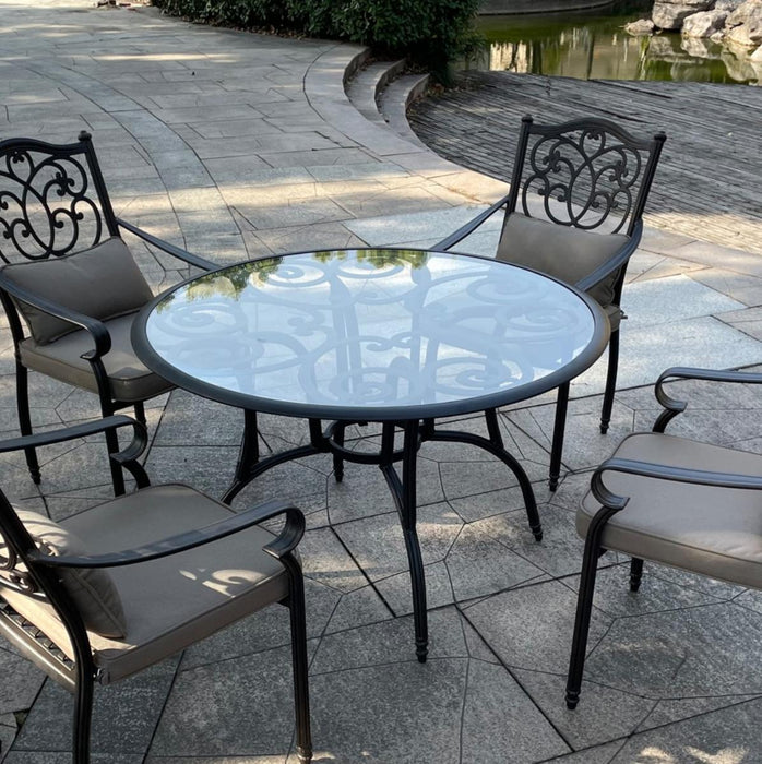 TABLE ARTHUR 120CM GLASS ALUMINUM