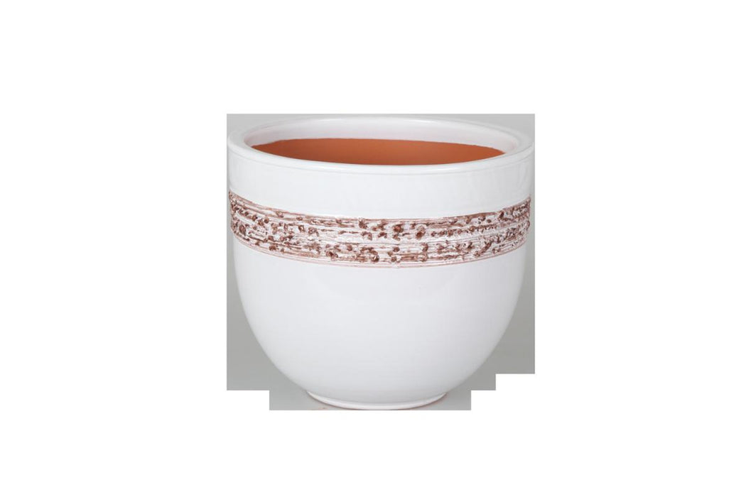 RING POT 20/17 CM SCRATCHED WHITE/BROWN