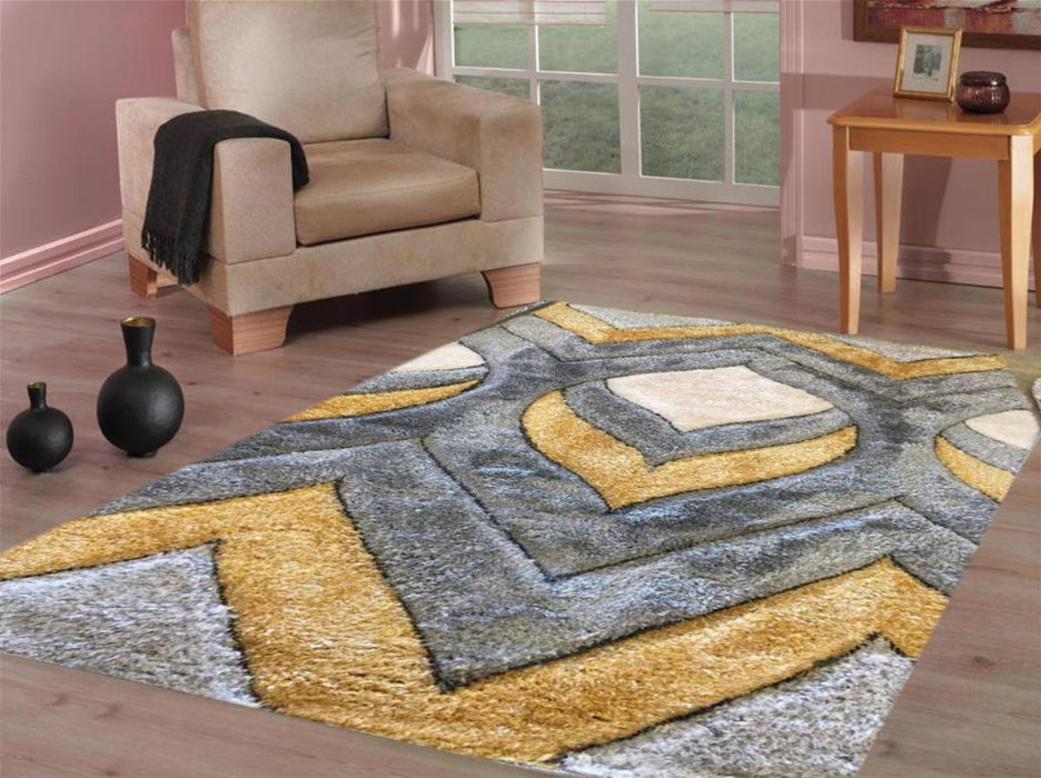 SHAGI CARVING CARPET 200X290 CM GRAY YELLOW