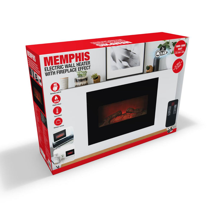 Decorative Electric Chimney Breast Classic Fire Memphis Black 1800 W 66 x 13 x 46 cm