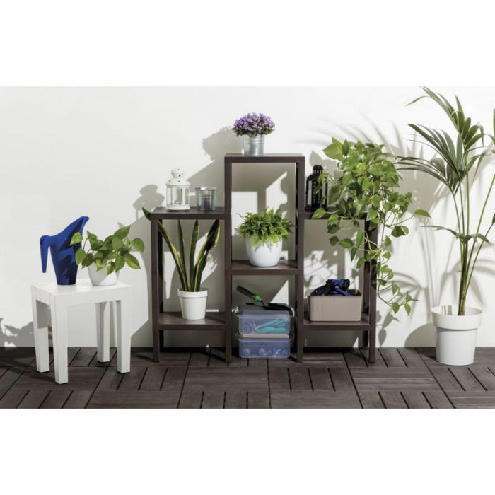 PLASTIC FLOWER BOX WITH 6 LEVELS BROWN