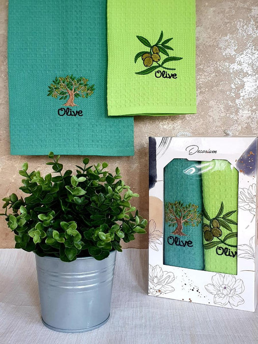 KITCHEN TOWELS OLIVE 40X60 CM 2PCS