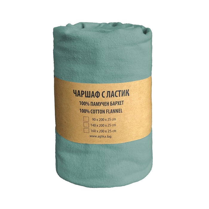 FITTED SHEET WITH ELASTIC, VELVET 90/200 GREEN
