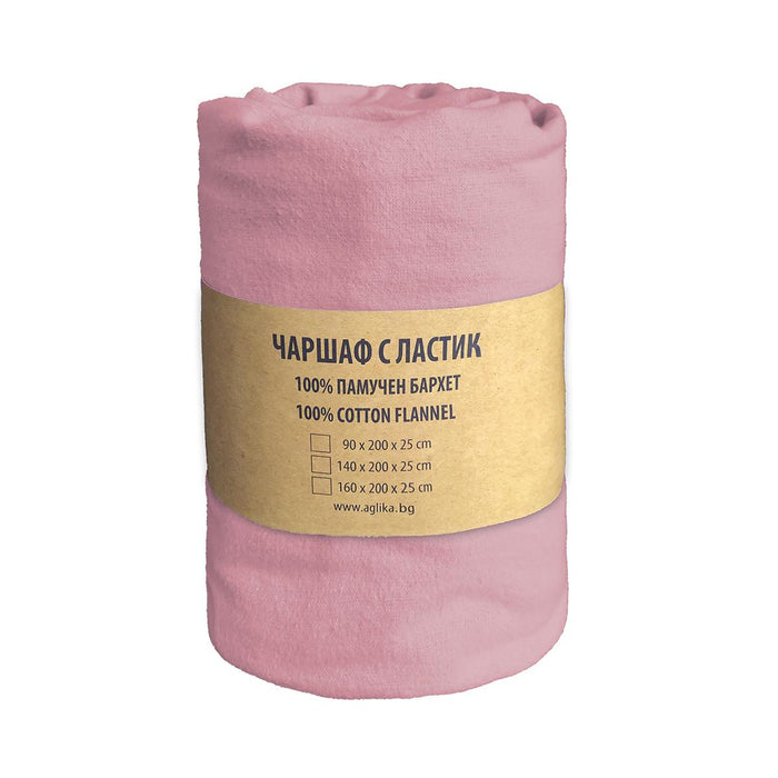 FITTED SHEET WITH ELASTIC VELVET 160/200 PINK