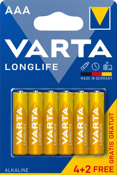 VARTA BATTERY ALKALINE LONGLIFE AAA 4+2PCS