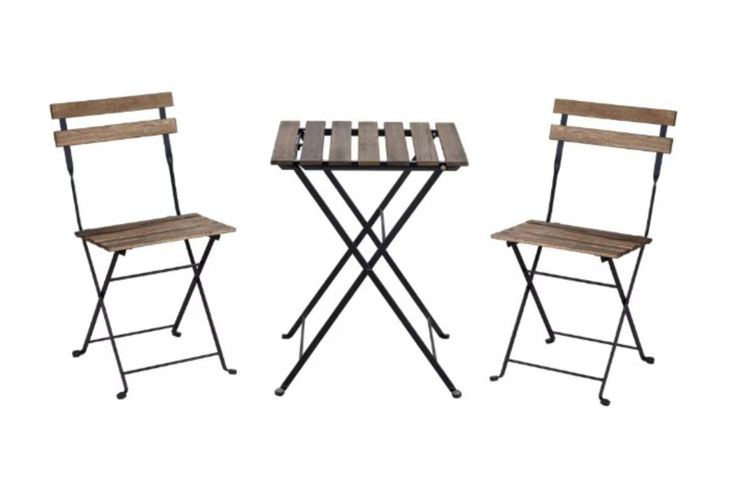 BISTRO SET WOOD/METAL TABLE WITH 2 CHAIRS