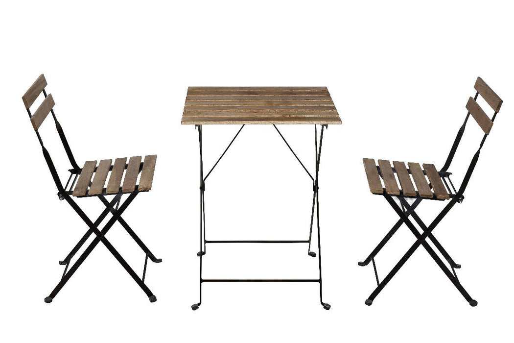 BISTRO SET WOOD/METAL TABLE WITH 2 CHAIRS