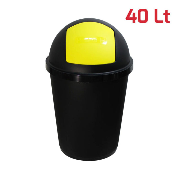 WASTE BINS 40L PUSH YELLOW RECA PLAST