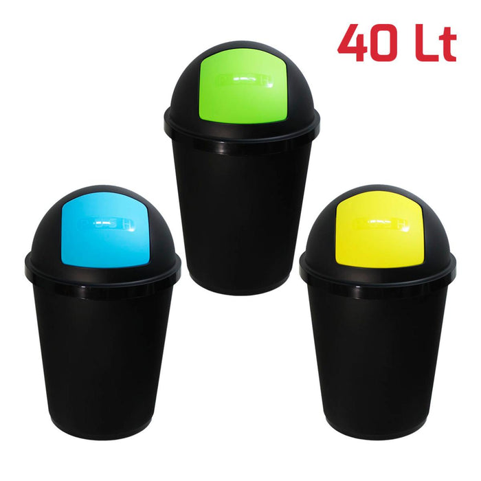 WASTE BINS 40L PUSH YELLOW RECA PLAST