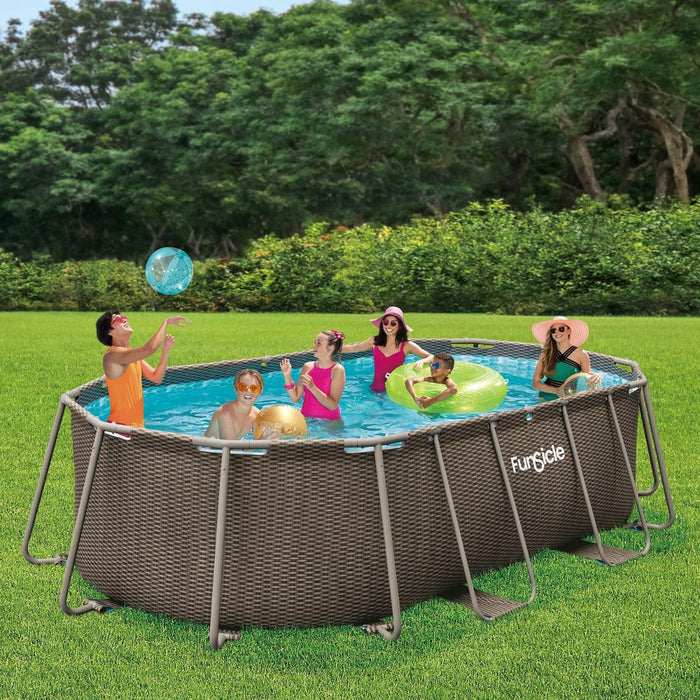 SWIMMING POOL 4.24X 2.5X 1 M METAL FRAME OVAL