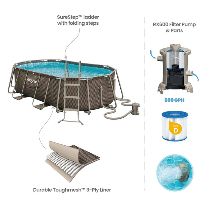 SWIMMING POOL 4.24X 2.5X 1 M METAL FRAME OVAL