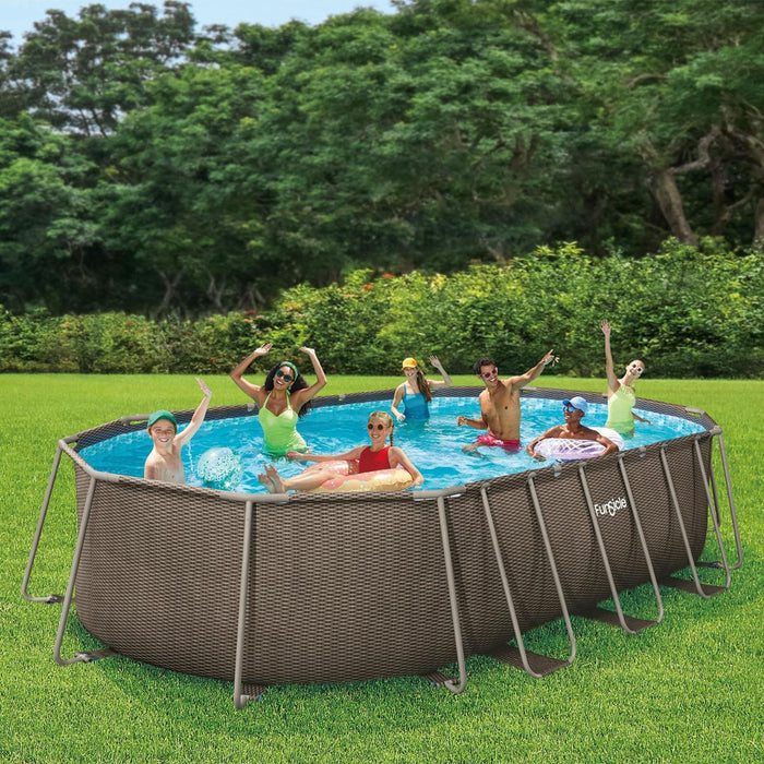 SWIMMING POOL 6.1X3.66X1.22M METAL FRAME OVAL