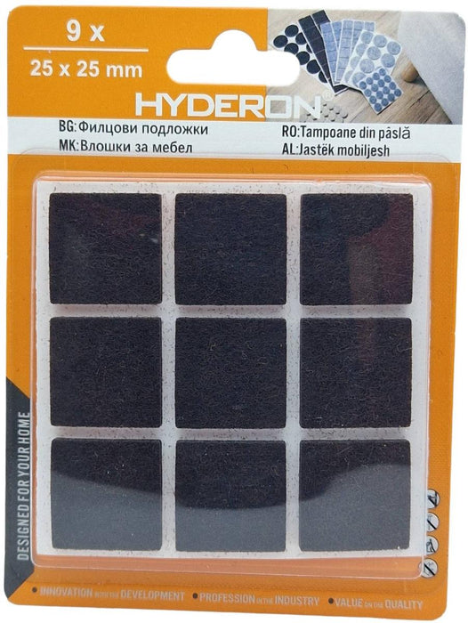 FELT PAD PFS-25K SQUARE 25MM BLACK