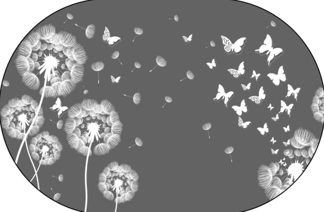 BATHROOM MAT OVAL BUTTERFLY PRINT