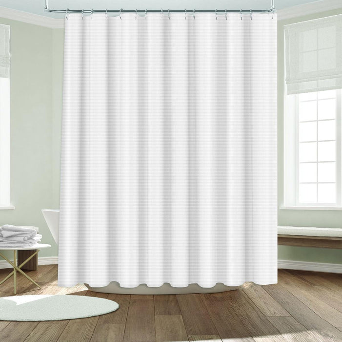 SET OF CURTAINS PEVA TRANSPARENT AND JACQUARD WHITE