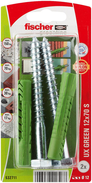 UNIVERSAL DOGS WITH SCREW F12X70MM 2PCS