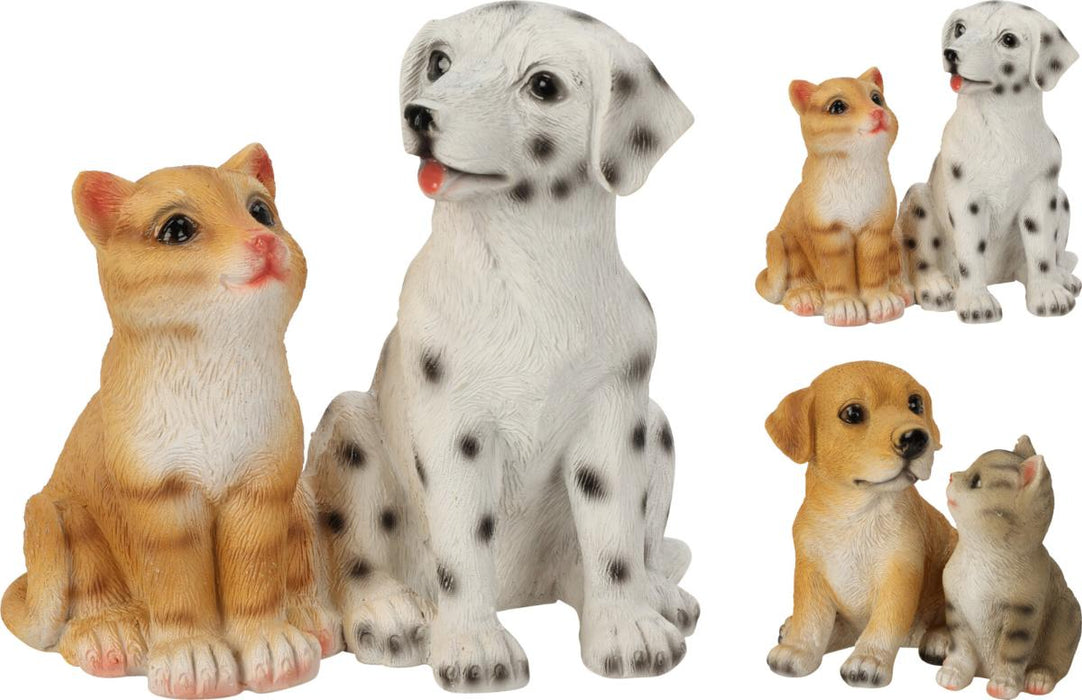 GARDEN FIGURE DOG AND CAT 15CM