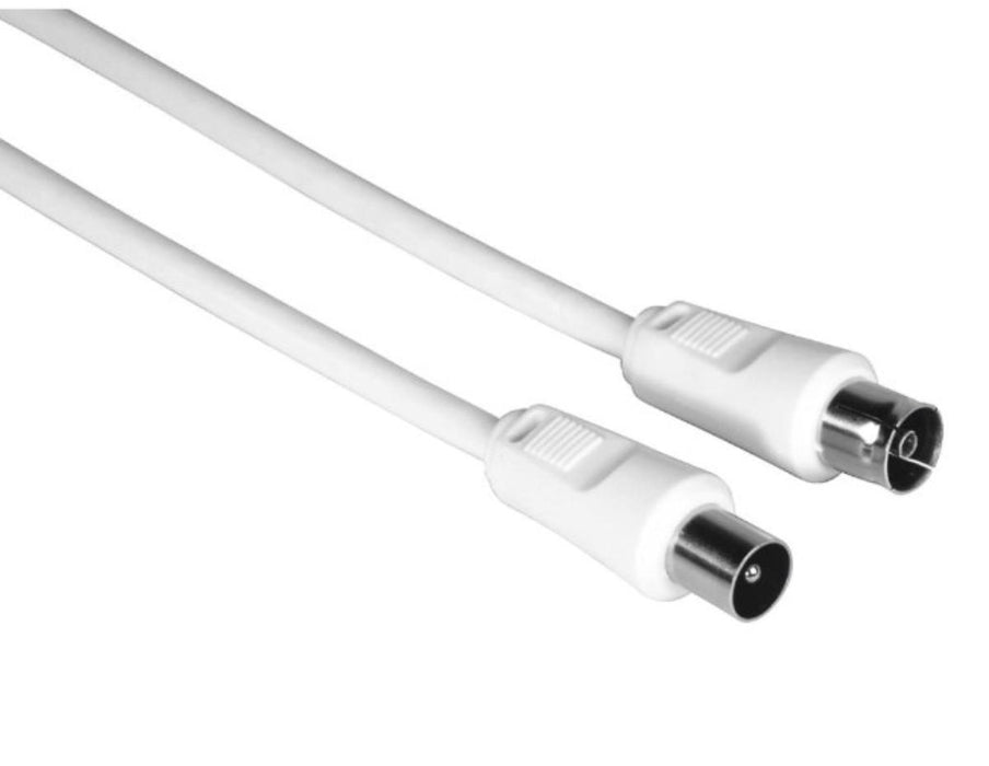 Antenna cable HAMA 205029, Coaxial male - Coaxial female, 3 m, 75dB, Shielded, White