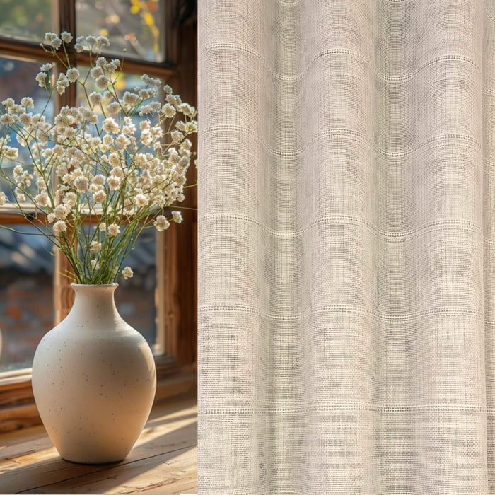 CURTAIN TRANSPARENT STRIPE CREAM 300 CM