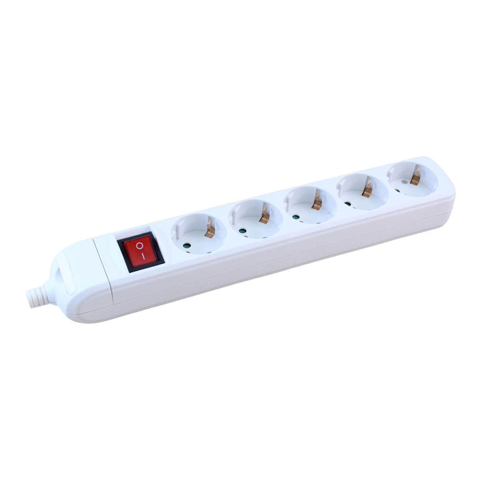 SWITCH WITH BUTTON WHITE 5X2P+E COMMEL