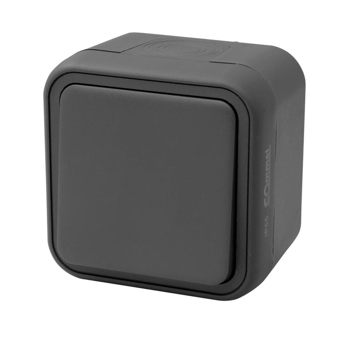 SINGLE POLE SWITCH IP55 ANTHRACITE COMMEL