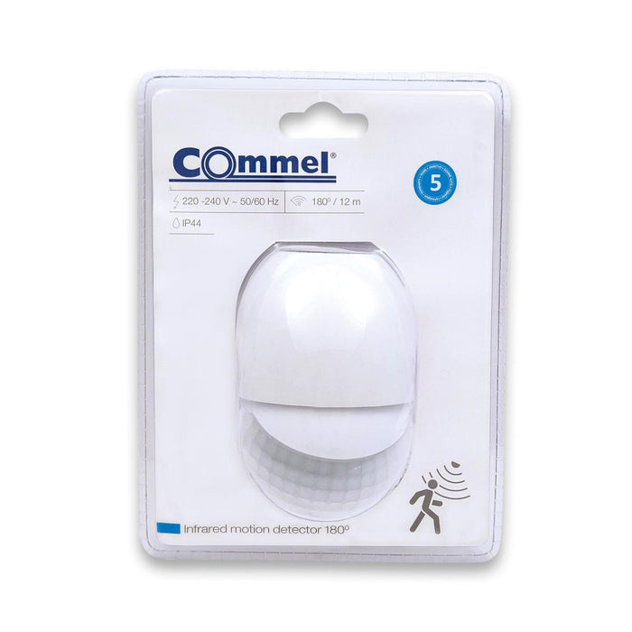 MOTION SENSOR PIR 180°W IP44 COMMEL