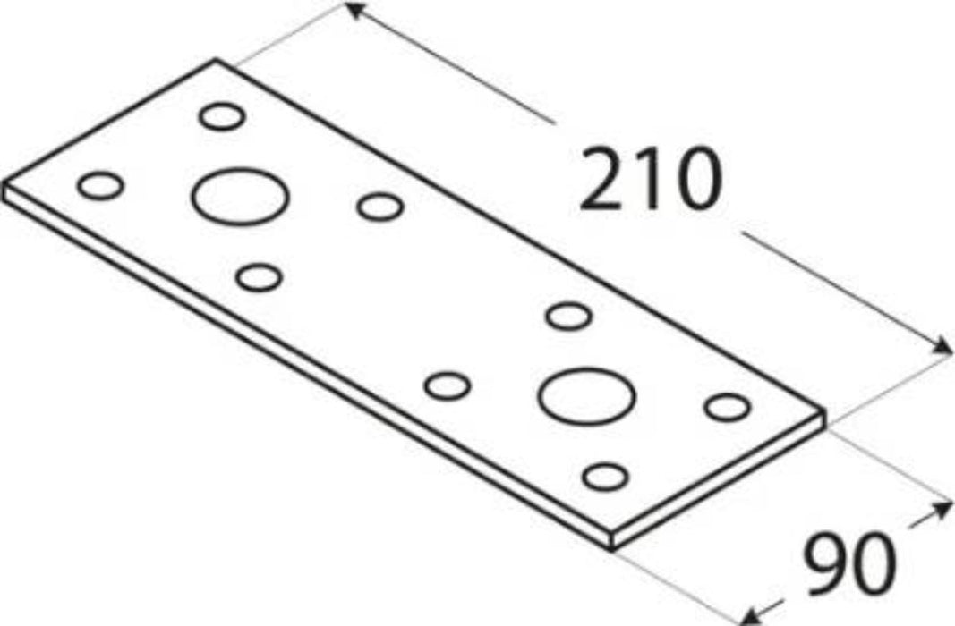STRAIGHT PLATE WITH HOLE LP6 210X90 ZINC
