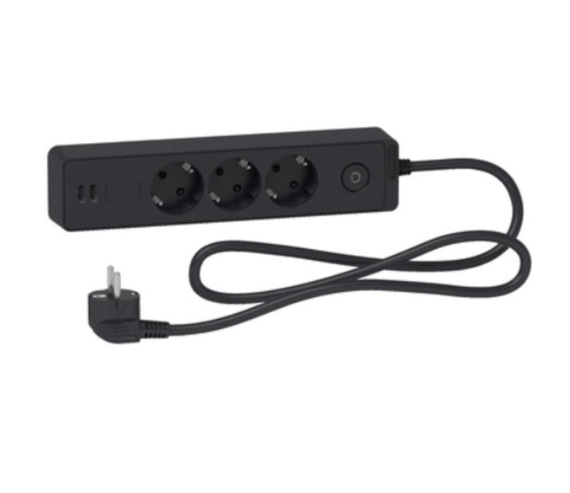 3 SOCKET & 2 USB SWITCH 1.5M BLACK
