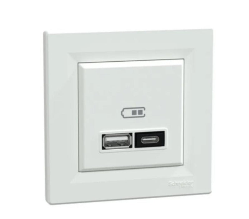 USB CHARGER TYPE A+C WHITE ASFORA SCHNEIDER
