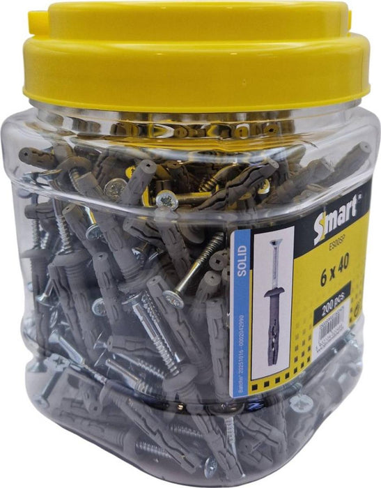 NAIL DOWEL WIDE COLLAR 6X40 PVC 200PCS