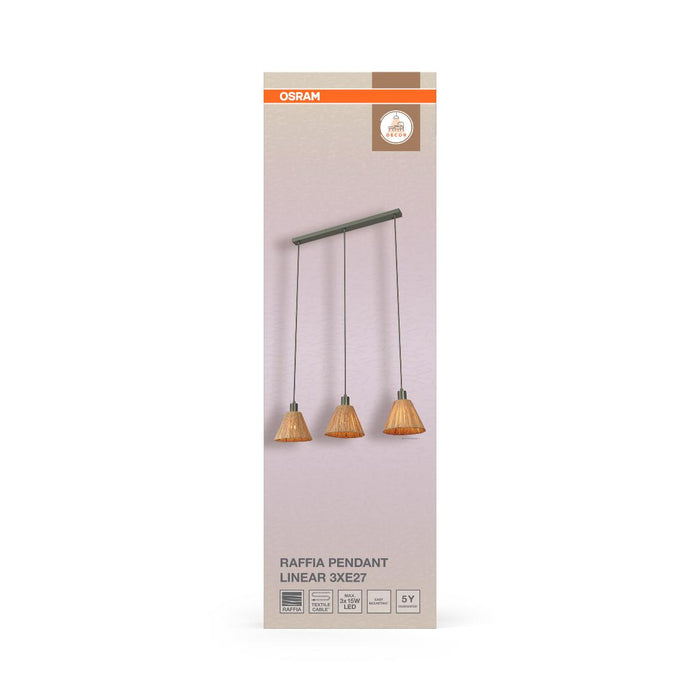 DECOR RAFFIA LINEAR CHANDELIER 3XE27 BROWN