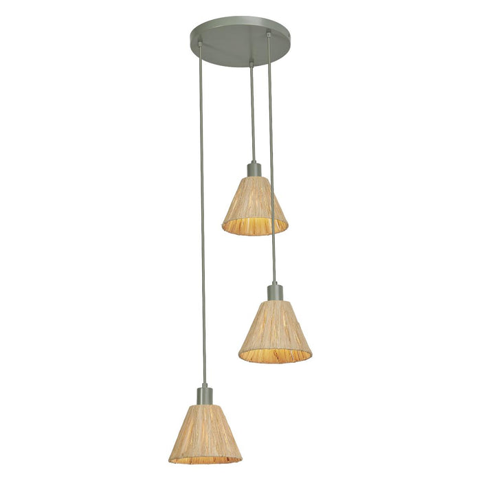 CHANDELIER DECOR RAFFIA PLATE 3XE27 BROWN