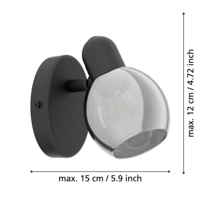 WALL LIGHT E14 BLACK EGLO POLLICA