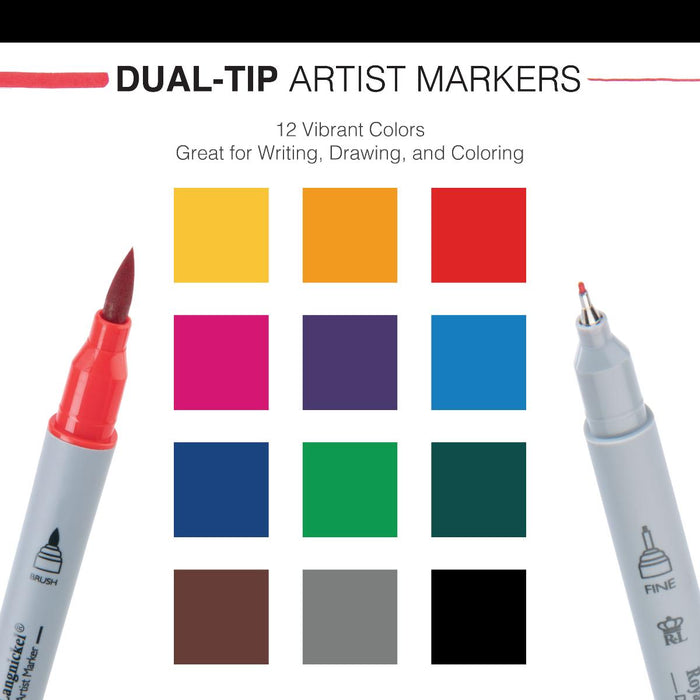 ARTIST MARKERS 12PCS DOUBLE TIP