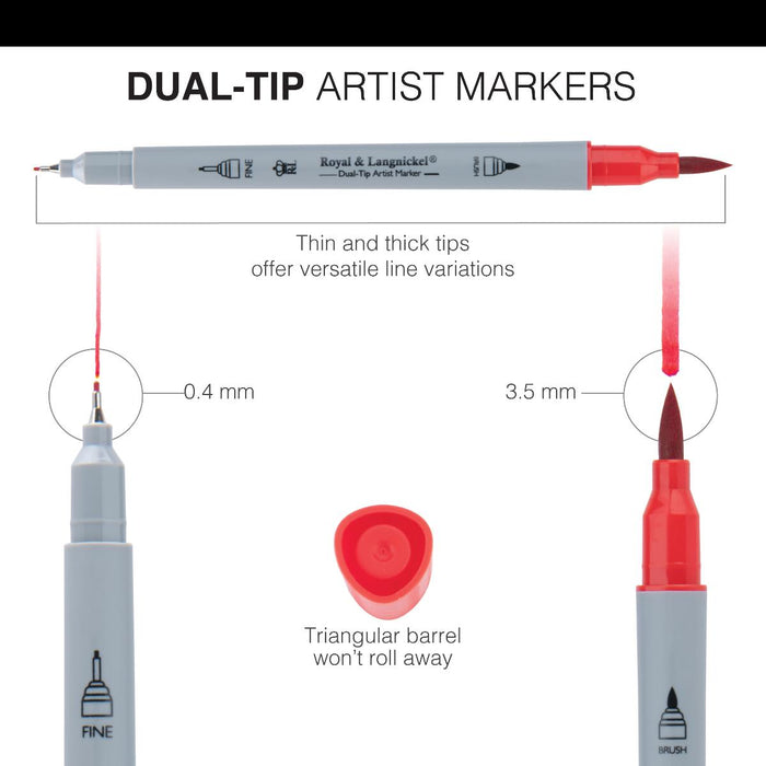 ARTIST MARKERS 12PCS DOUBLE TIP
