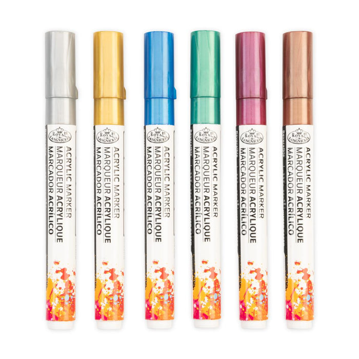 ARTIST MARKERS 6PCS. REPLACEABLE TIP METALLIC