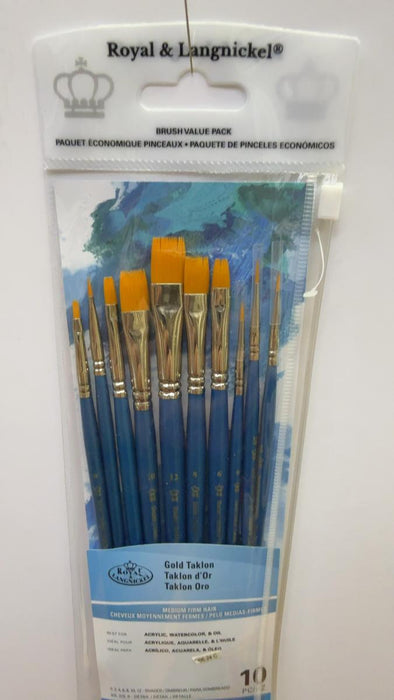 PRECISION DETAIL BRUSHES 10PCS GOLD TAKLON