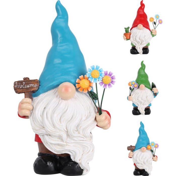 GNOME FIGURINE WITH A BOUQUET 12.5X10X23 CM