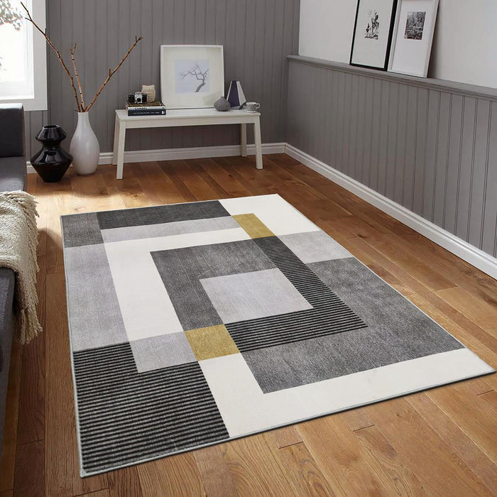 CARPET HIMALAYAN GEOMETRY GREY 80X150 CM