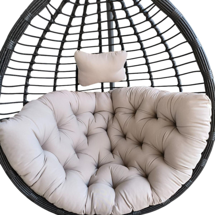 HANGING CHAIR RATTAN STEEL ANTHRACITE TAUPE