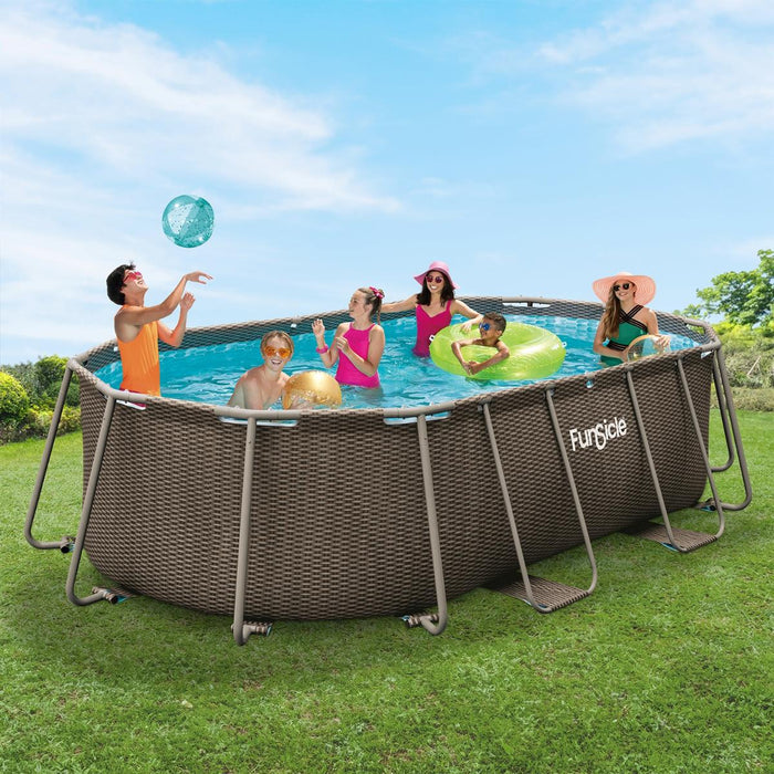 SWIMMING POOL 4.24X 2.5X 1 M METAL FRAME OVAL