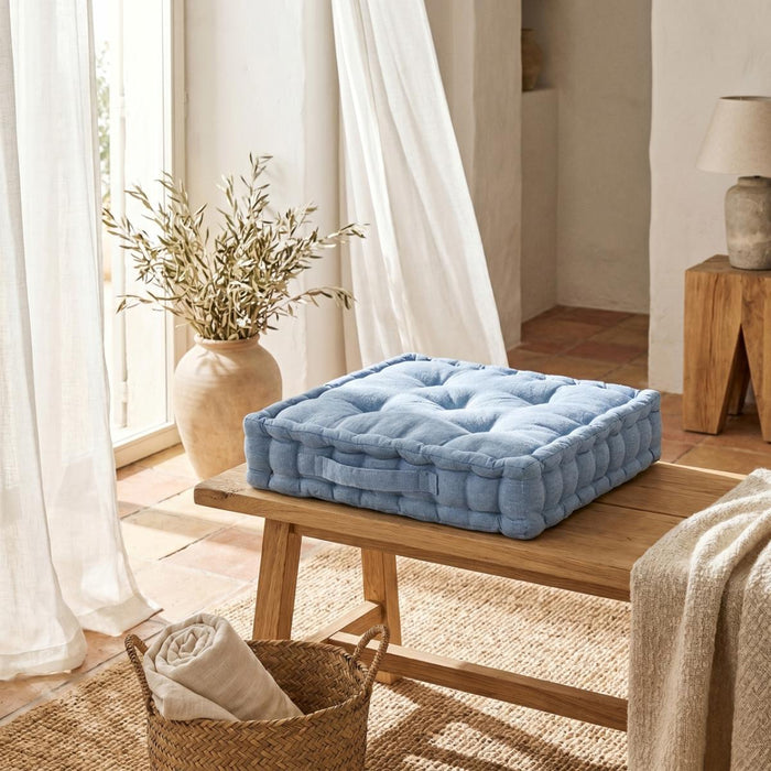 FLOOR CUSHION 40X40X8 LIGHT BLUE